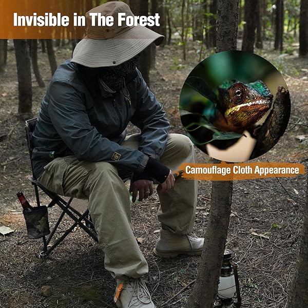 REDCAMP REDCAMP 2-Pack Portable Folding Tripod Hunting Chairs with Back Camo Fishing Stool for Camping and Hiking - View 8 of 9