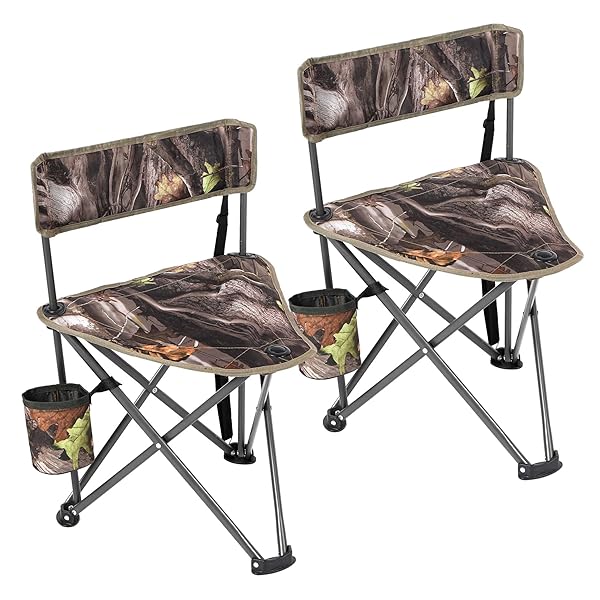REDCAMP REDCAMP 2-Pack Portable Folding Tripod Hunting Chairs with Back Camo Fishing Stool for Camping and Hiking