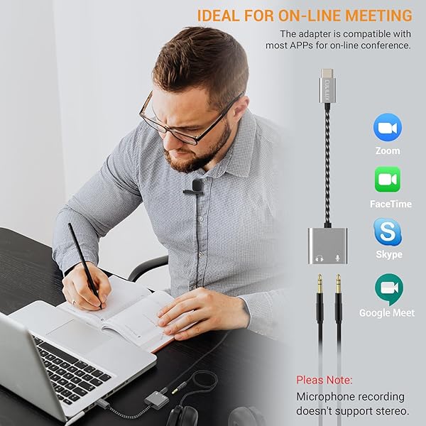 Cubilux Best Cubilux USB C to TRS Microphone Headphone Splitter for Google Pixel & Samsung Devices - View 4 of 7