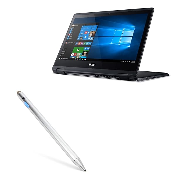BoxWave Stylus Pen for Acer Aspire R 14 R5-471T AccuPoint Active Stylus with Ultra Fine Tip Metallic Silver