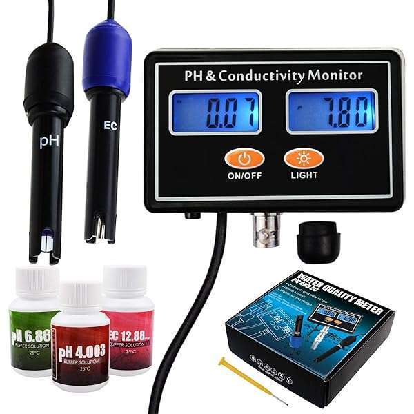 DANOPLUS pH/EC Conductivity Meter with ATC - Accurate Water Quality Tester for Aquariums & Hydroponics