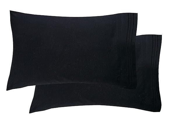 Elegant Comfort Elegant Comfort Luxury Ultra-Soft King Size Pillowcase Set 1500 Premium Microfiber Double Brushed Wrinkle Resistant Black