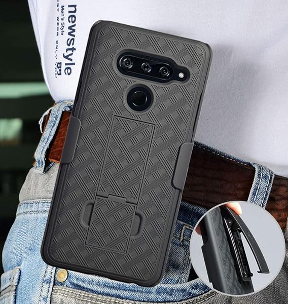 Nakedcellphone LG V40 Case with Clip Nakedcellphone Black Kickstand Cover and Rotating Belt Holster Combo for LG V40 ThinQ V405QA7 LM-V405UA V405TAB - View 6 of 6