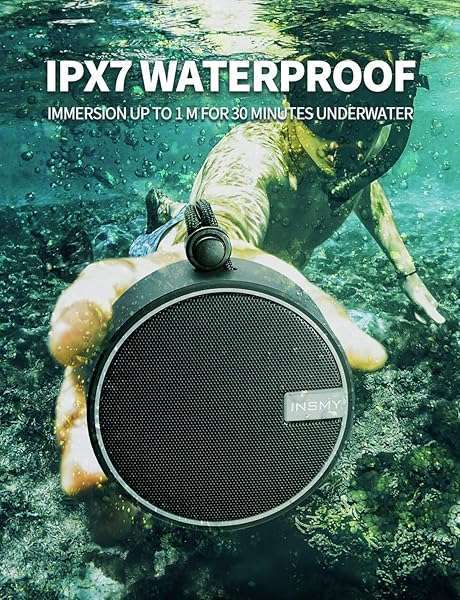 INSMY INSMY C12 Waterproof Bluetooth Speaker: Portable, Loud Sound, Suction Cup for Kayak & Beach - Perfect Gift! - View 4 of 10