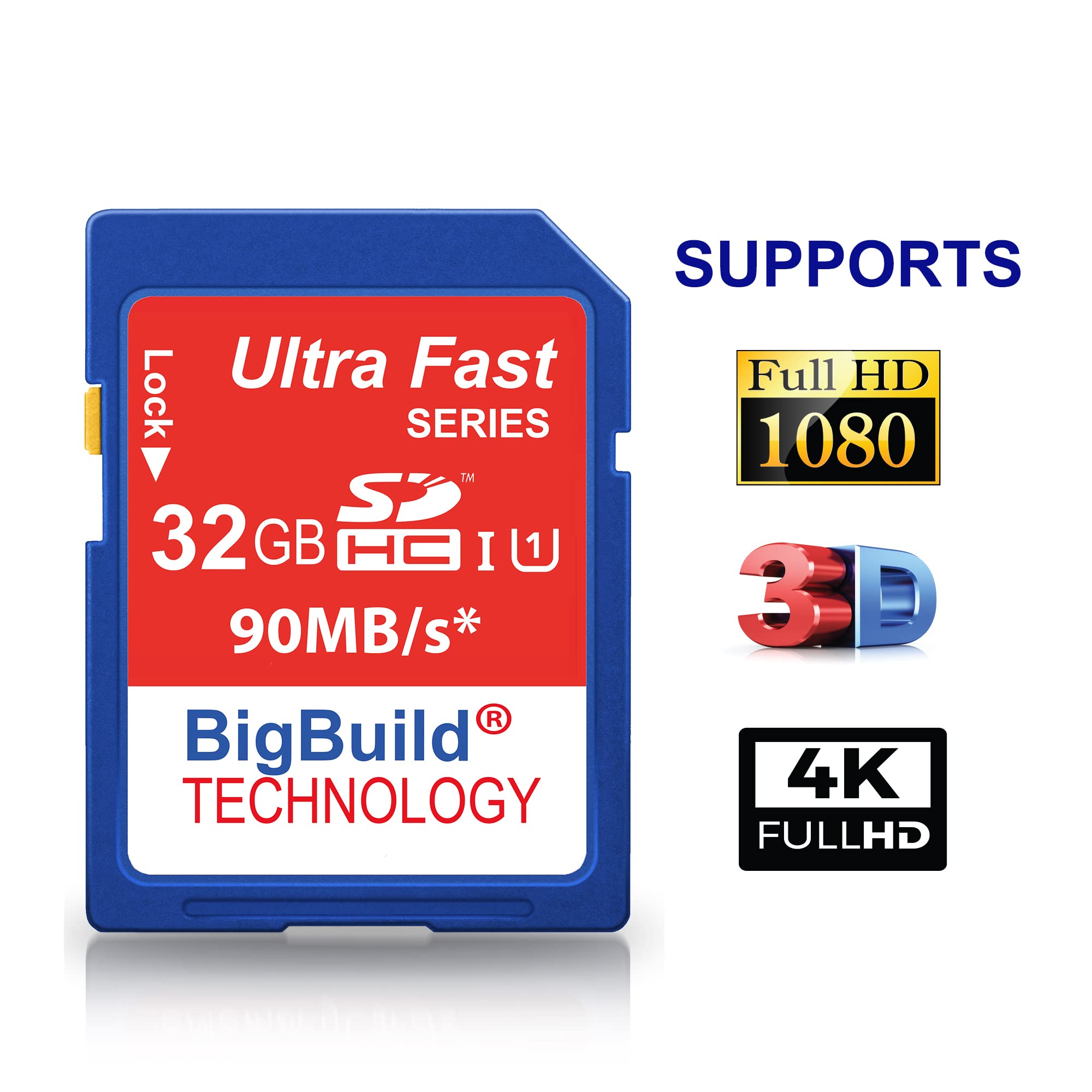 BigBuild Technology 32GB Ultra Fast Memory Card 90MB/s Class 10 for Nikon D3500 Camera - View 3 of 8
