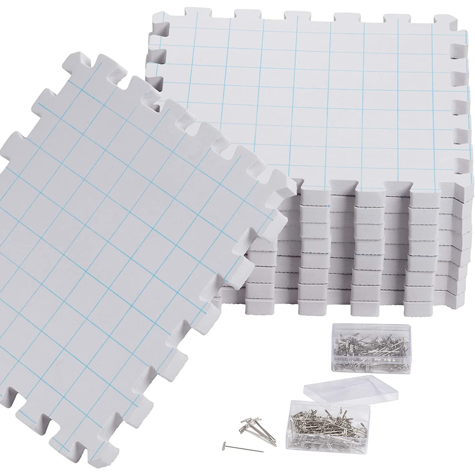 Juvale Juvale Extra Thick Blocking Mats for Knitting & Crochet - 9 Pack with 200 T Pins & Storage Bag (12.5 in) - View 4 of 6