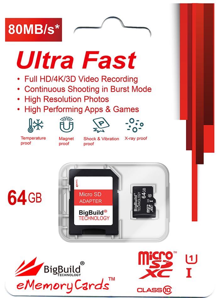 BigBuild Technology 64GB Ultra Fast Memory Card 80MBs Class 10 for Huawei MediaPad T5 Tablet - View 2 of 8
