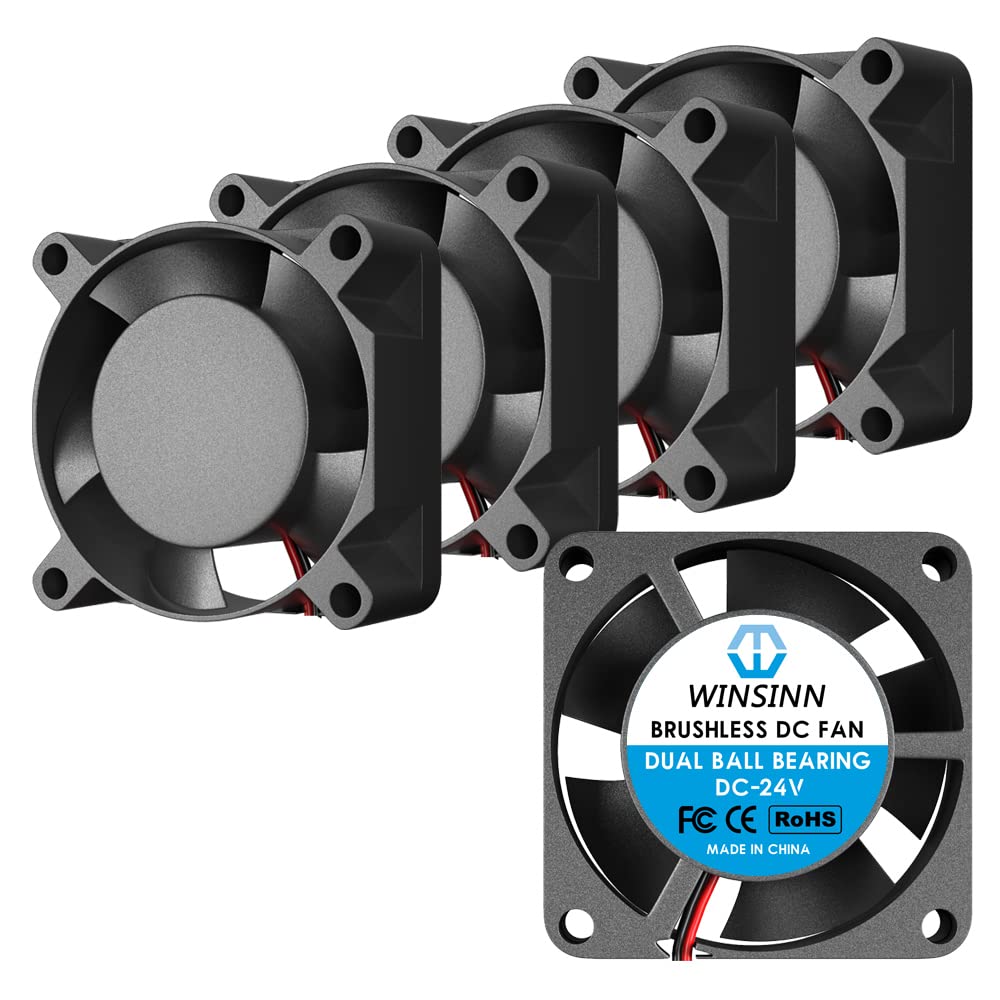 WINSINN 25mm 24V DC Fan Pack of 5 Dual Ball Bearing Brushless Cooling 2PIN 2510 for Efficient Airflow