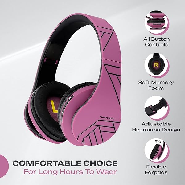 PowerLocus PowerLocus Bluetooth Over-Ear Headphones: Wireless & Wired, Foldable with Mic, FM, Micro SD - Perfect for iPhone, Samsung, iPad, PC (Purple) - View 3 of 10