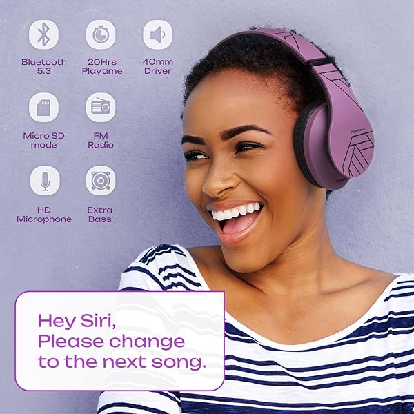 PowerLocus PowerLocus Bluetooth Over-Ear Headphones: Wireless & Wired, Foldable with Mic, FM, Micro SD - Perfect for iPhone, Samsung, iPad, PC (Purple) - View 4 of 10