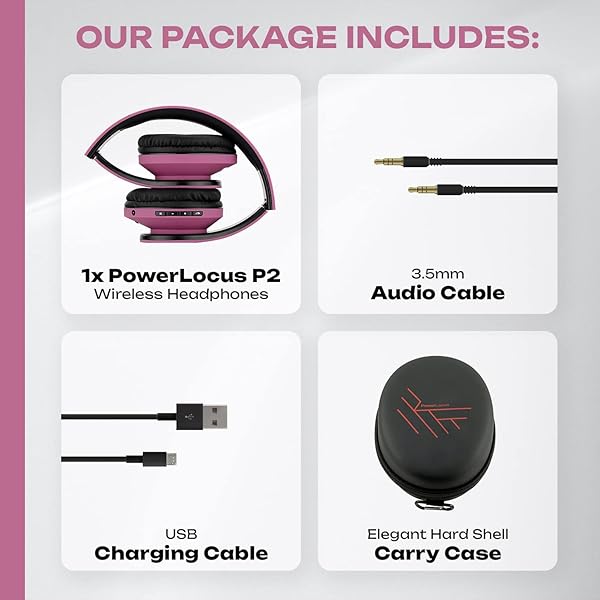 PowerLocus PowerLocus Bluetooth Over-Ear Headphones: Wireless & Wired, Foldable with Mic, FM, Micro SD - Perfect for iPhone, Samsung, iPad, PC (Purple) - View 10 of 10