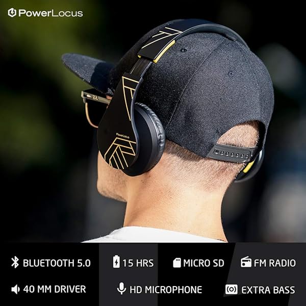 PowerLocus PowerLocus Bluetooth Over-Ear Headphones: Wireless, Foldable, Built-in Mic, FM & Micro SD for iPhone, Samsung, iPad, PC - View 7 of 10