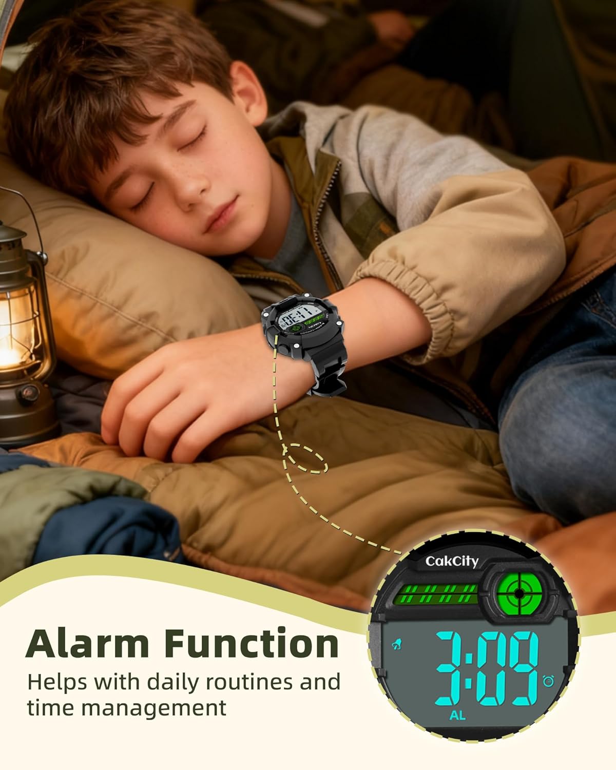 CakCity CakCity Boys Camouflage LED Sports Watch Waterproof Digital Military Style for Kids Age 5-10 with Silicone Band Alarm and Stopwatch - View 3 of 9