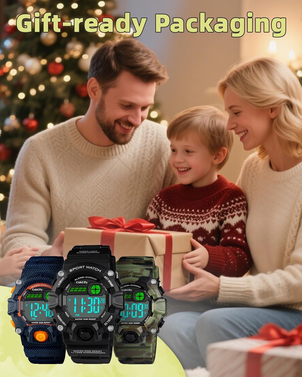 CakCity CakCity Boys Camouflage LED Sports Watch Waterproof Digital Military Style for Kids Age 5-10 with Silicone Band Alarm and Stopwatch - View 8 of 9