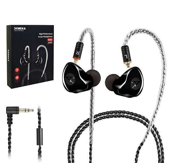 DCMEKA DCMEKA HiFi Stereo IEM Earphones: Dynamic Dual Driver Noise-Canceling Headset for Musicians & Audiophiles (Black)