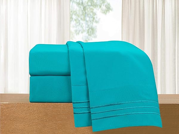 Elegant Comfort Elegant Comfort Luxury 4-Piece Bed Sheet Set Premium Microfiber Wrinkle Resistant Cool Breathable Twin Twin XL Teal Bedding