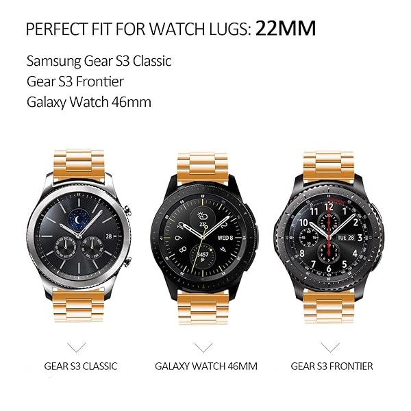 SPINYE SPINYE Band for Galaxy Watch 46mm Solid Stainless Steel Replacement Strap for Samsung Gear S3 Frontier Classic Moto 360 2nd Gen Rose Gold - View 3 of 7