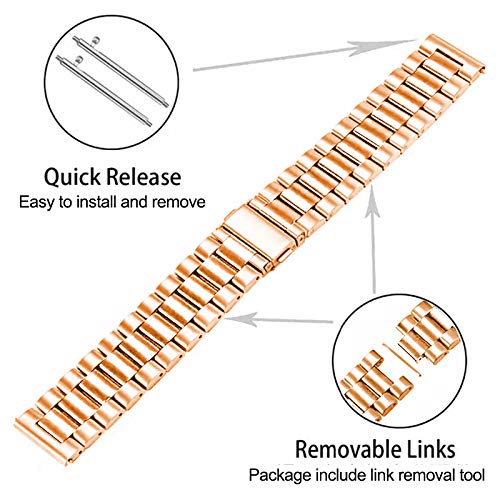 SPINYE SPINYE Band for Galaxy Watch 46mm Solid Stainless Steel Replacement Strap for Samsung Gear S3 Frontier Classic Moto 360 2nd Gen Rose Gold - View 4 of 7