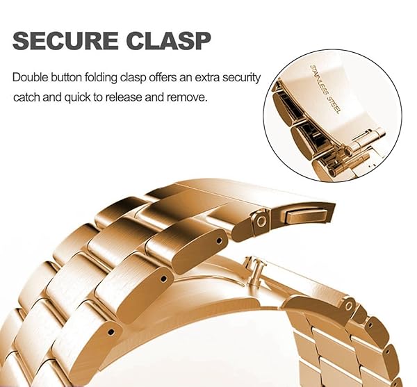 SPINYE SPINYE Band for Galaxy Watch 46mm Solid Stainless Steel Replacement Strap for Samsung Gear S3 Frontier Classic Moto 360 2nd Gen Rose Gold - View 6 of 7