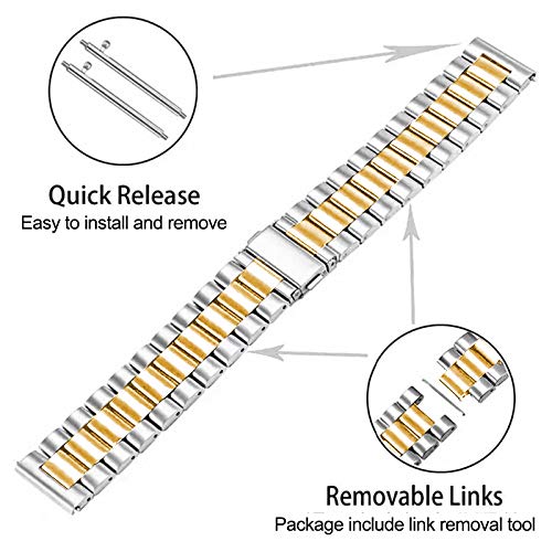 SPINYE SPINYE 22mm Stainless Steel Band for Samsung Gear S3 & Galaxy Watch 46mm/3 - Stylish Silver-Gold Replacement Strap for Men & Women - View 4 of 8