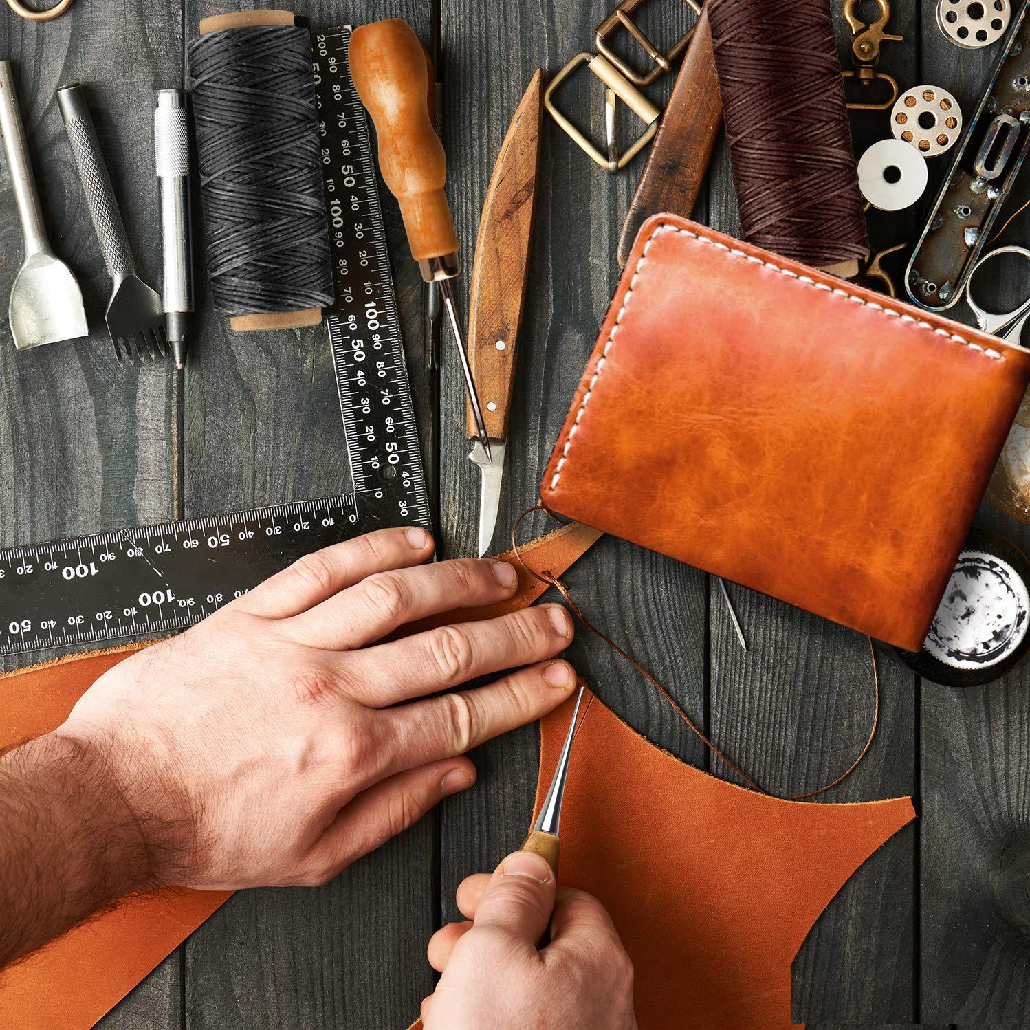 FEPITO FEPITO 21pcs Leather Waxed Thread Kit 8 Colors 264 Yards 150D for DIY Sewing Craft with Leather Hand Tools - View 2 of 7