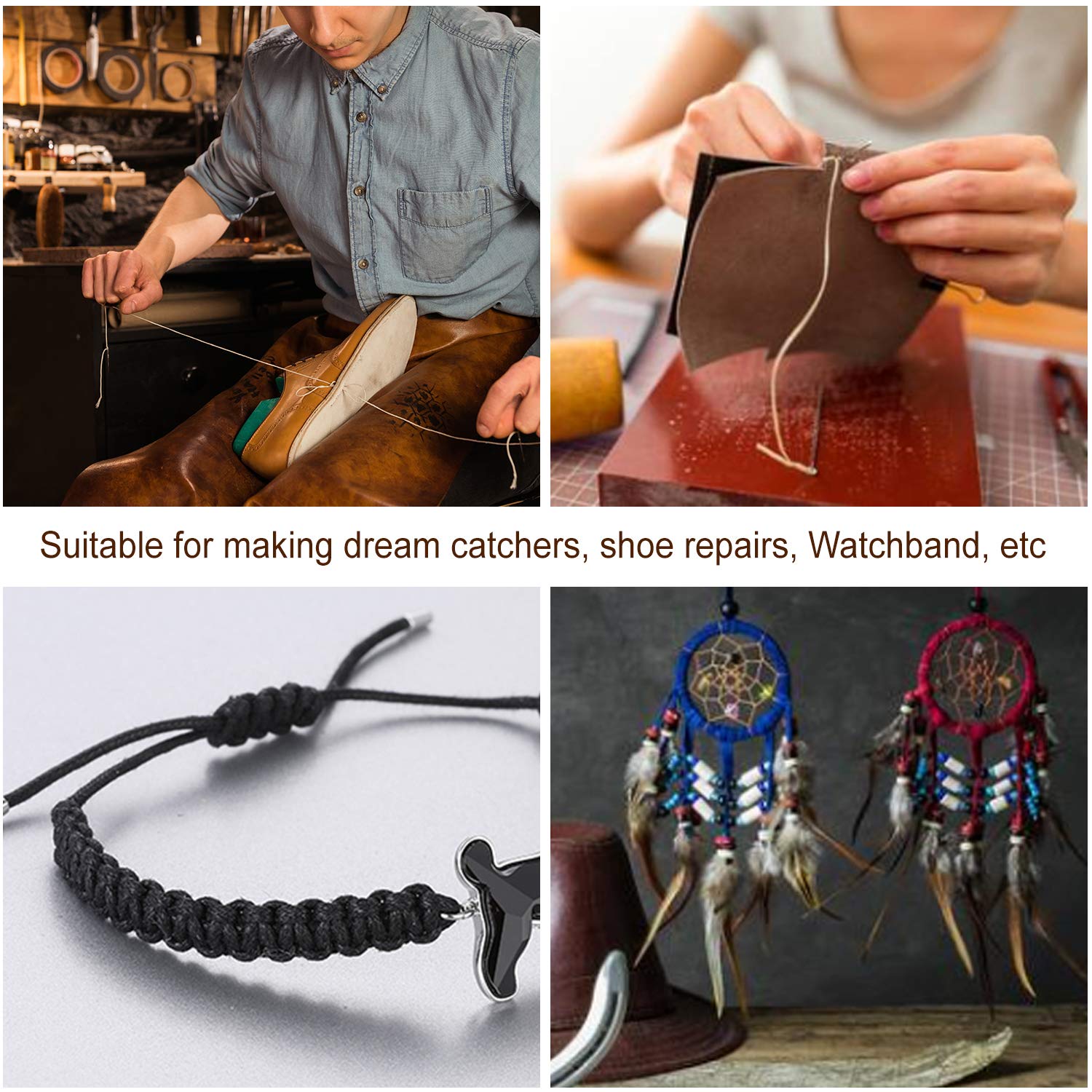 FEPITO FEPITO 21pcs Leather Waxed Thread Kit 8 Colors 264 Yards 150D for DIY Sewing Craft with Leather Hand Tools - View 6 of 7