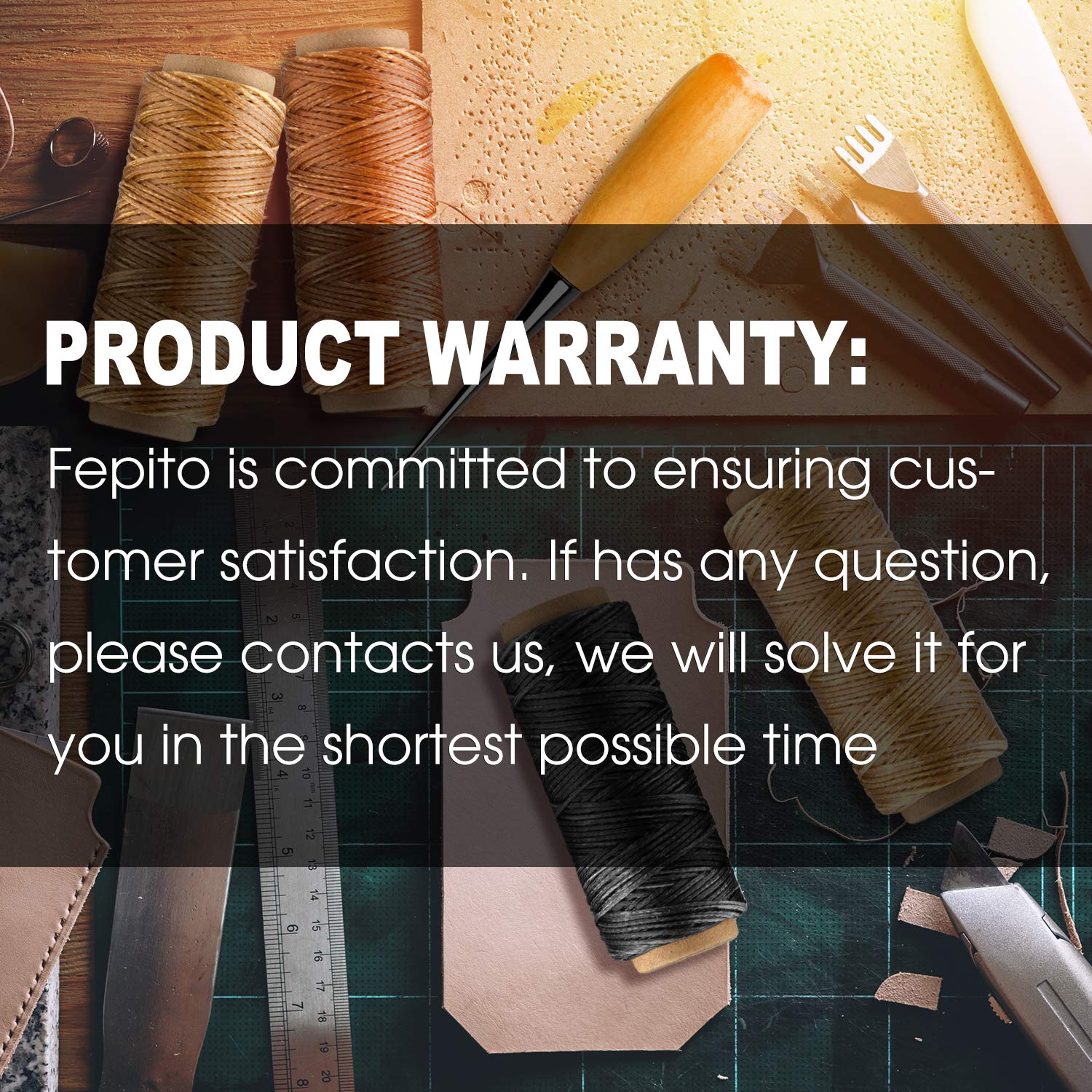 FEPITO FEPITO 21pcs Leather Waxed Thread Kit 8 Colors 264 Yards 150D for DIY Sewing Craft with Leather Hand Tools - View 7 of 7