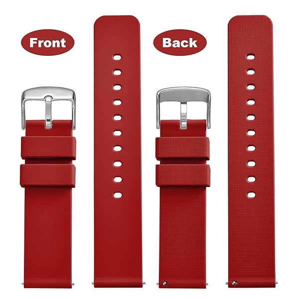 WOCCI WOCCI 18mm Silicone Watch Band Quick Release Rubber Strap with Silver Buckle in Christmas Red - View 4 of 9