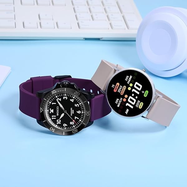WOCCI WOCCI 22mm Light Pink Silicone Watch Band Quick Release Rubber Strap with Silver Buckle - View 7 of 9