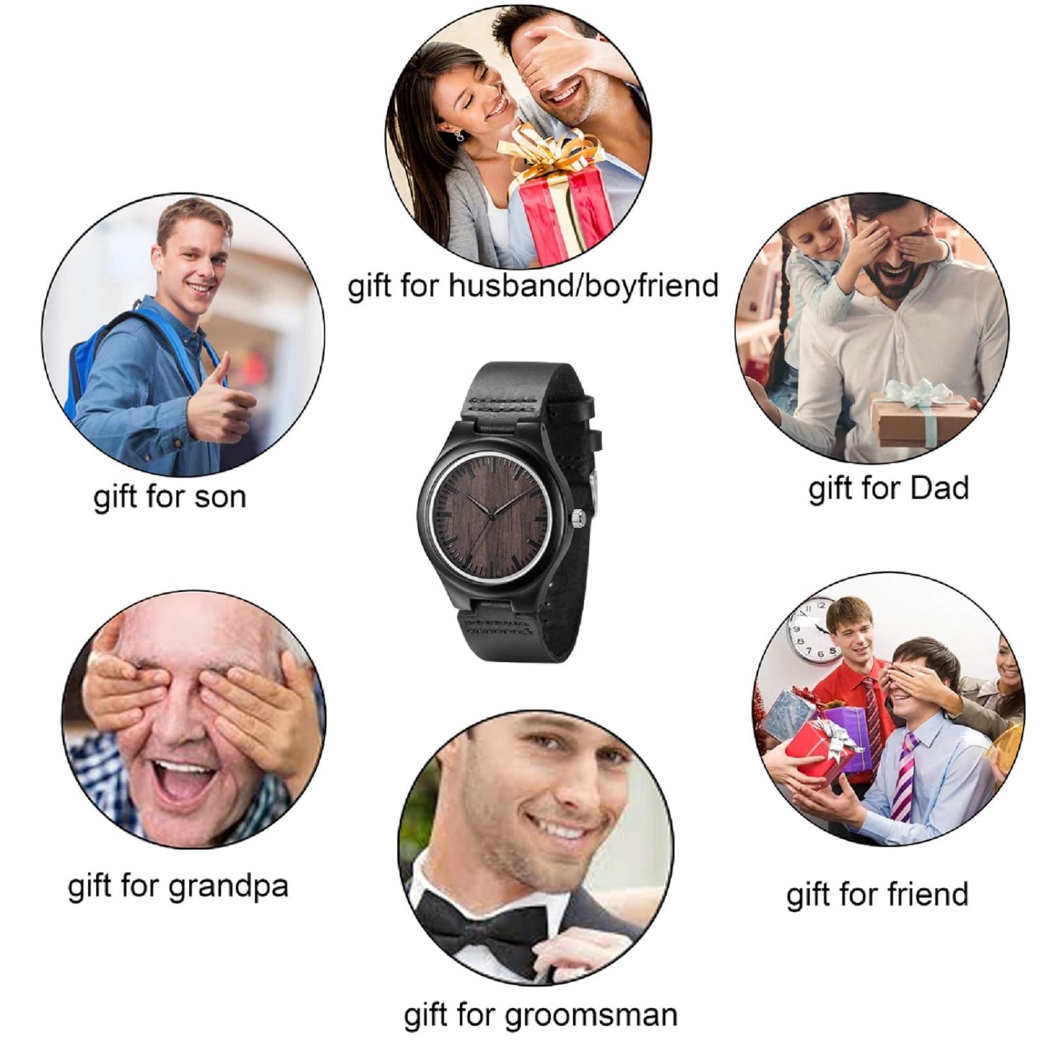 UMIPHIMAT UMIPHIMAT Engraved Wooden Watches for Men Casual Handmade Gifts for Husband Boyfriend Anniversary Valentines Birthday - View 7 of 9