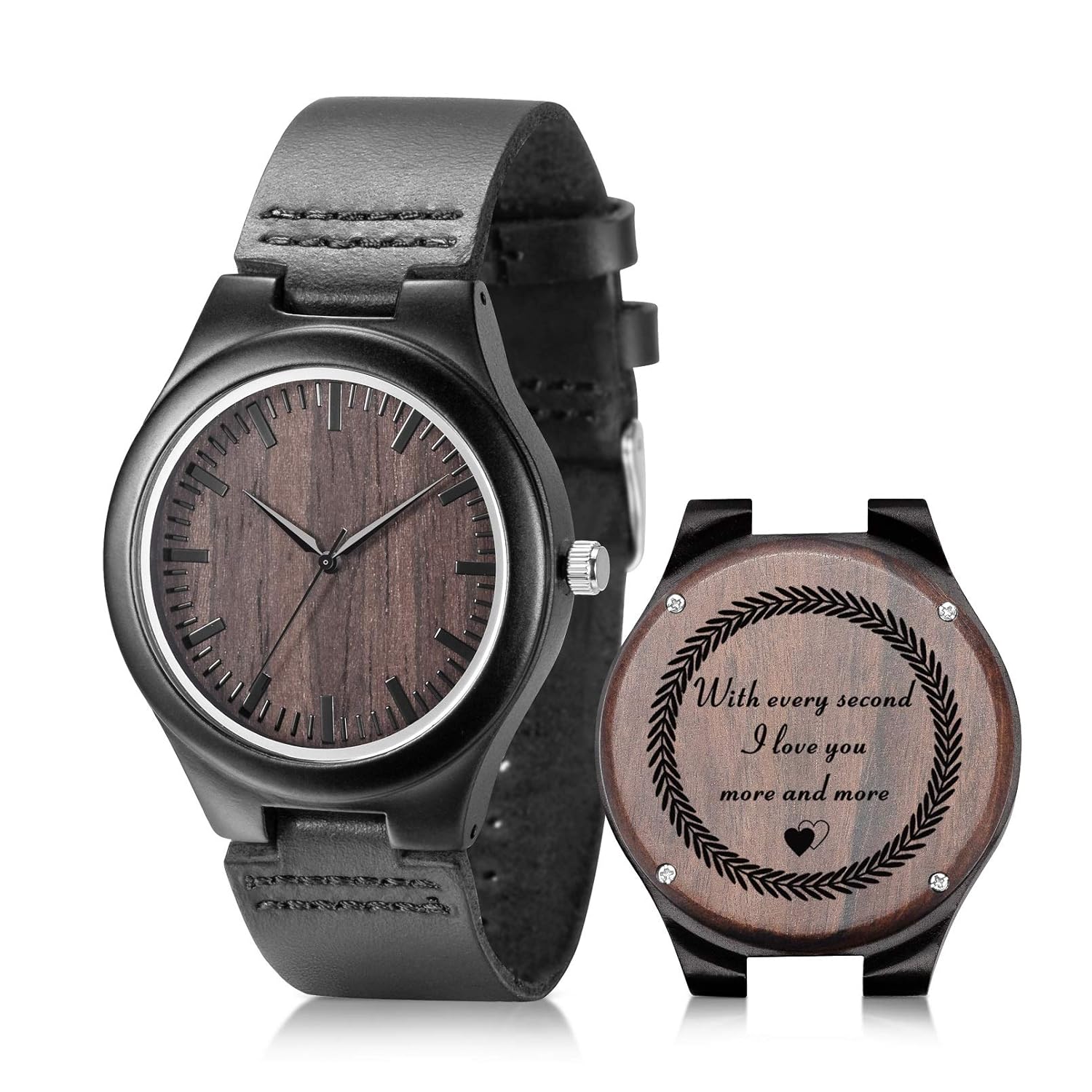 UMIPHIMAT UMIPHIMAT Engraved Wooden Watches for Men Casual Handmade Gifts for Husband Boyfriend Anniversary Valentines Birthday - View 9 of 9