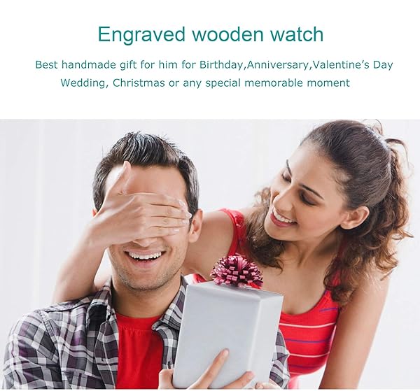 UMIPHIMAT Personalized UMIPHIMAT Engraved Wooden Watch for Boyfriend or Husband Perfect Gift for Birthday Anniversary or Valentine's Day - View 2 of 7