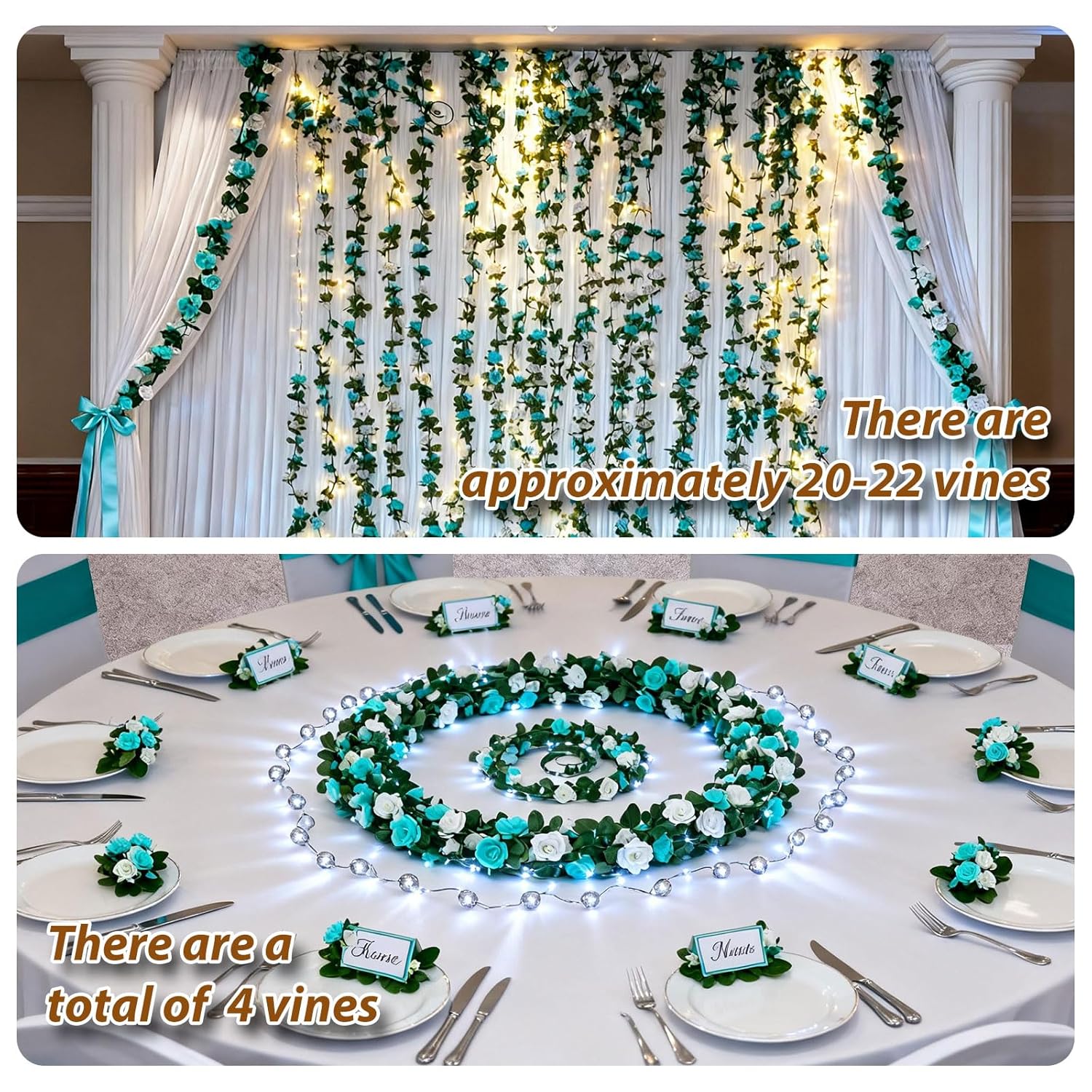 Miracliy Miracliy 5Pcs 41FT Blue and White Flower Garland Artificial Rose Arch Vines for Wedding Garden Party Decoration - View 2 of 9