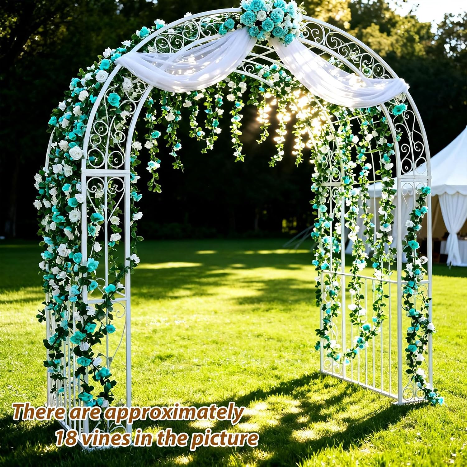 Miracliy Miracliy 5Pcs 41FT Blue and White Flower Garland Artificial Rose Arch Vines for Wedding Garden Party Decoration - View 8 of 9