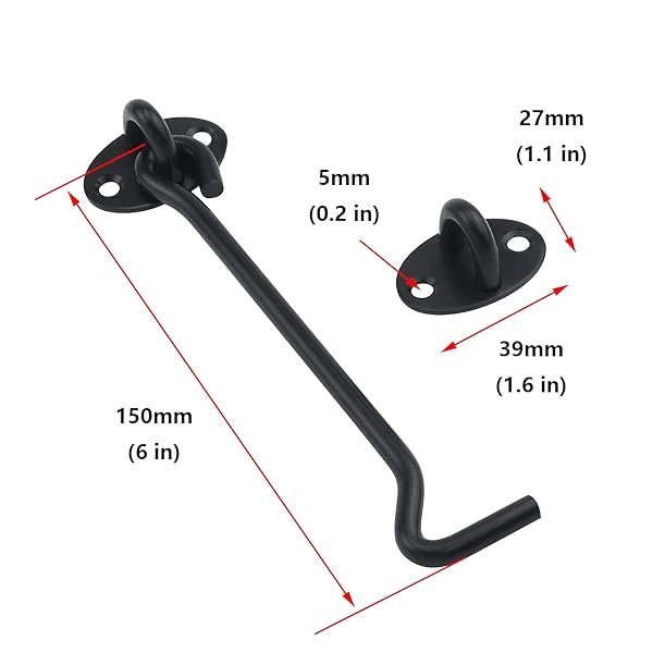 Antrader Antrader 6 Inch Stainless Steel Hook Eye Latch Safety Lock for Cabin Door Window Sliding Barn Door with Screws Black - View 2 of 7