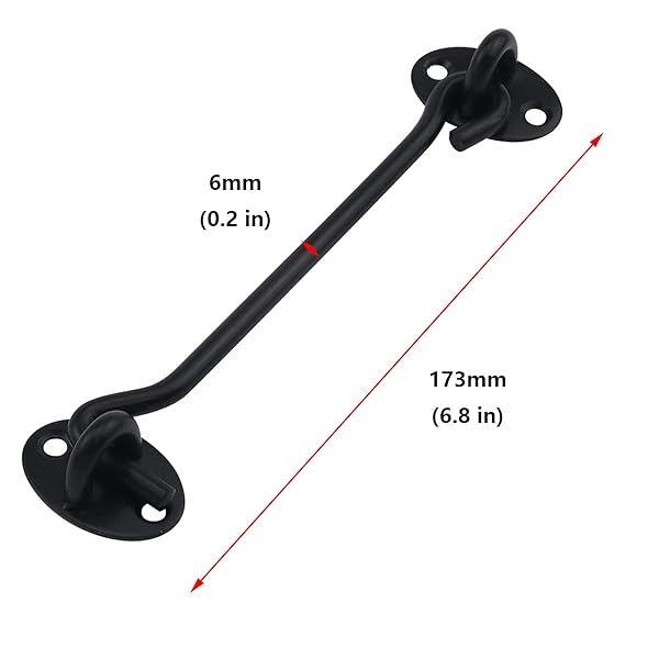 Antrader Antrader 6 Inch Stainless Steel Hook Eye Latch Safety Lock for Cabin Door Window Sliding Barn Door with Screws Black - View 3 of 7