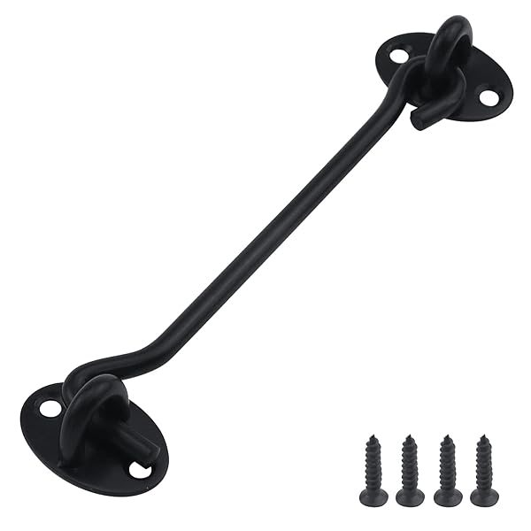 Antrader Antrader 6 Inch Stainless Steel Hook Eye Latch Safety Lock for Cabin Door Window Sliding Barn Door with Screws Black