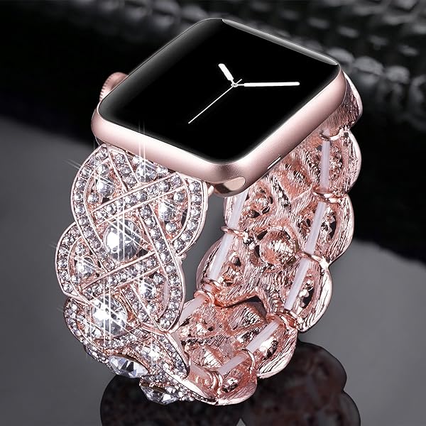 VIQIV VIQIV Bling Bands for Apple Watch Ultra: Diamond Rhinestone Metal Strap for 38mm-49mm Series SE 1-9 - View 4 of 5
