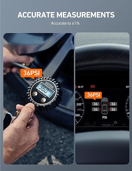 AstroAI AstroAI Digital Tire Pressure Gauge & Inflator: Heavy Duty Air Chuck, 3-250 PSI, Quick Connect for Easy Use - View 3 of 7