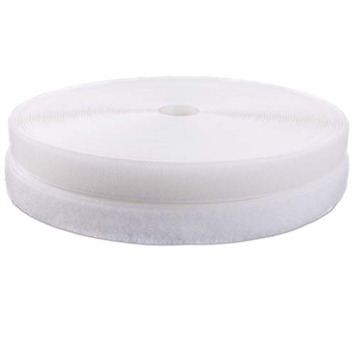 IHKFILAN White Sew On Hook and Loop Tape 3/4 Inch Wide 10 Meters Length Durable Nylon Fabric for Easy Fastening