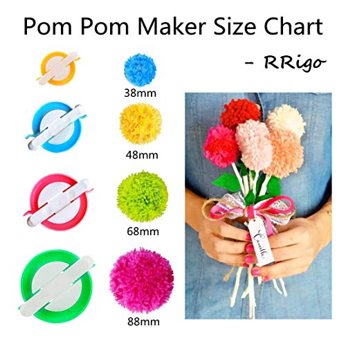 RRigo Pom Pom Maker Set 4 Sizes for DIY Wool Yarn Knitting Craft Projects Ideal for Adults - View 2 of 9