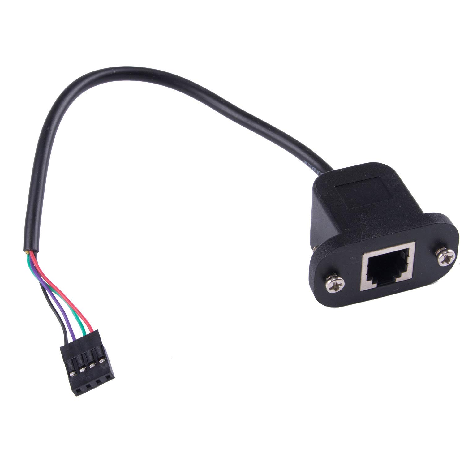 Suamdoen RJ11 6P4C Female to DP 4P Male Telephone Panel Mount Ethernet Extension Cable 15cm