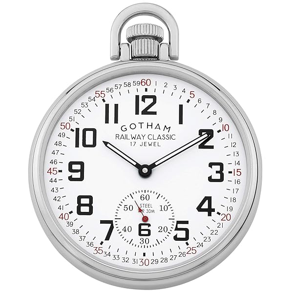 Gotham Gotham Men's Stainless Steel Mechanical Hand Wind Railroad Style Pocket Watch GWC14108S