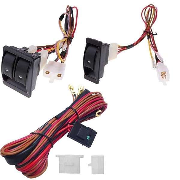 Larlansz 12V Universal Power Windows Switch Kit & Wiring Harness for 2-Door DIY Conversion