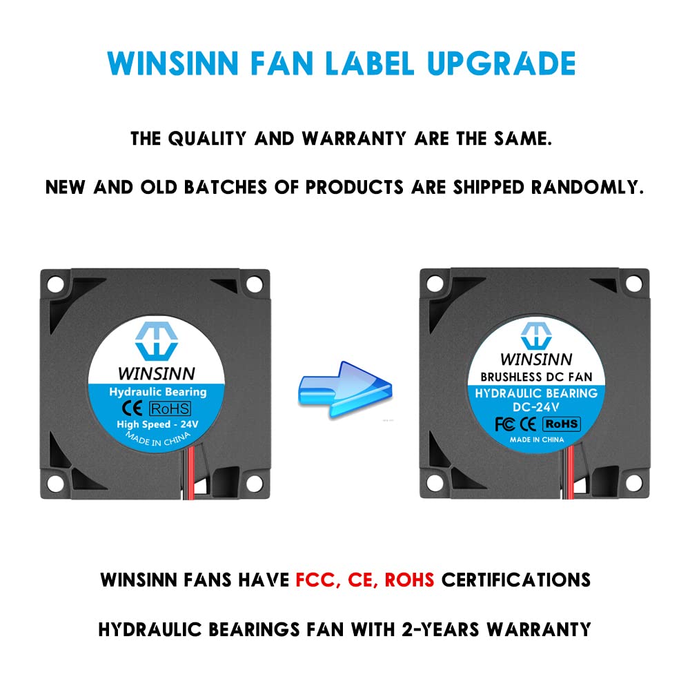 WINSINN WINSINN 40mm Blower Fan 24V Upgrade for Ender 3 Pro CR-10S Pack of 5 High Performance Hydraulic Bearing Fans - View 3 of 6