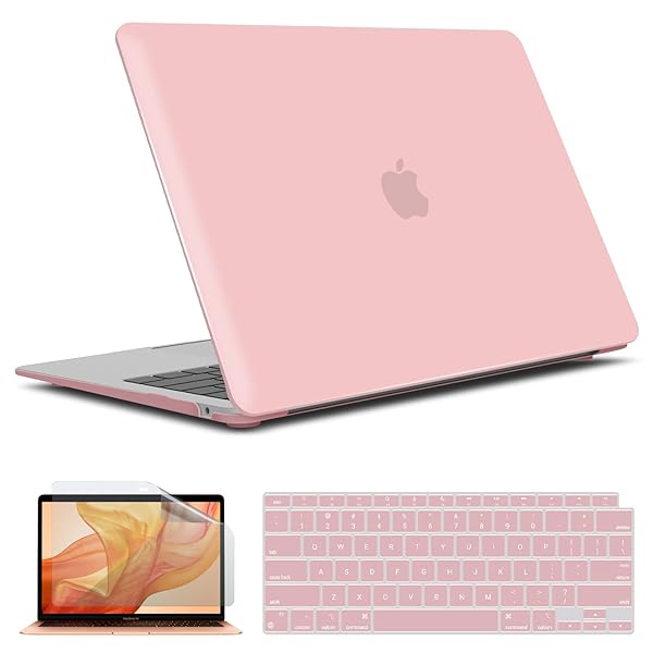 IBENZER IBENZER Hard Shell Case and Keyboard Cover for 2022 2021 2020 MacBook Air 13 inch M1 A2337 A2179 A1932 Rose Quartz AT13RQ2