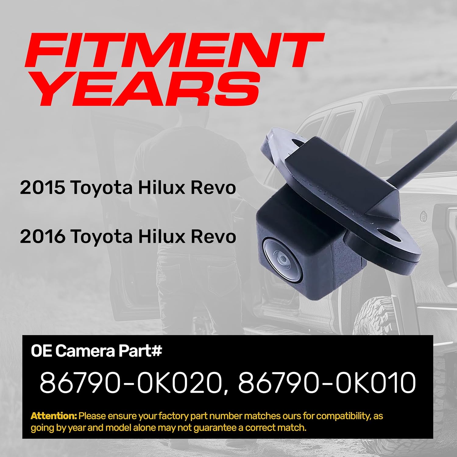 Master Tailgaters Master Tailgaters Toyota Hilux Revo 2015 Current Backup Camera Replacement OE Part 86790-0K010 - View 2 of 7