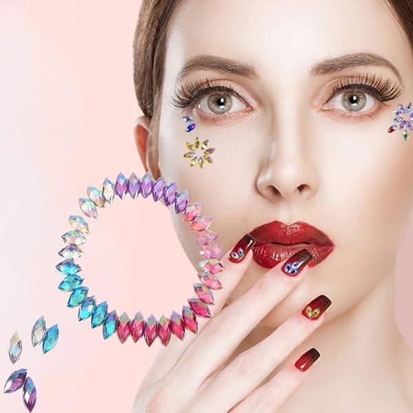 Hilitand 500pcs AB Acrylic Rhinestone Horse Eye Shape 7x15mm for Wedding & Party Decor - White Crystal Gems - View 5 of 10