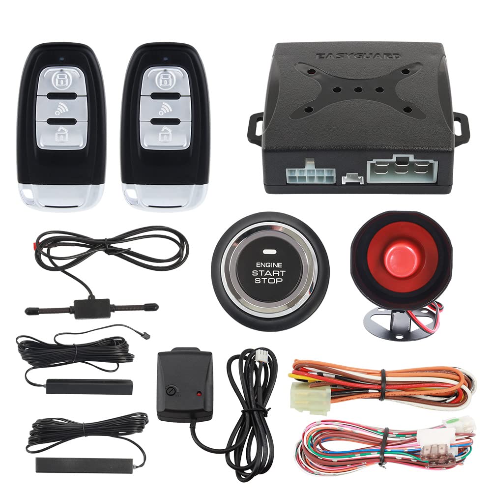 EASYGUARD EC003-NS PKE Car Alarm Proximity Entry Push Start Remote Engine Start Shock Warning DC12V