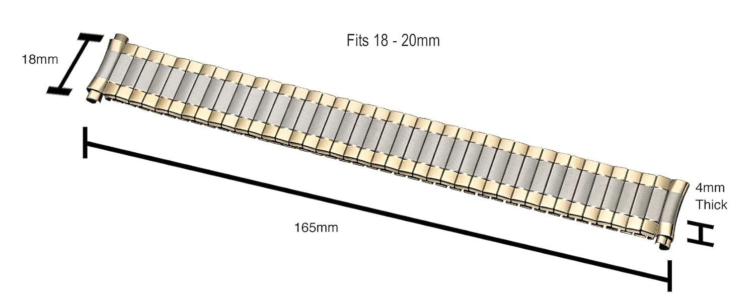 STUNNING SELECTION Alpine Stainless Steel Expansion Watch Band for Men and Women Flexible Replacement Strap Compatible with Regular and Smart Watches Two Tone - View 2 of 9